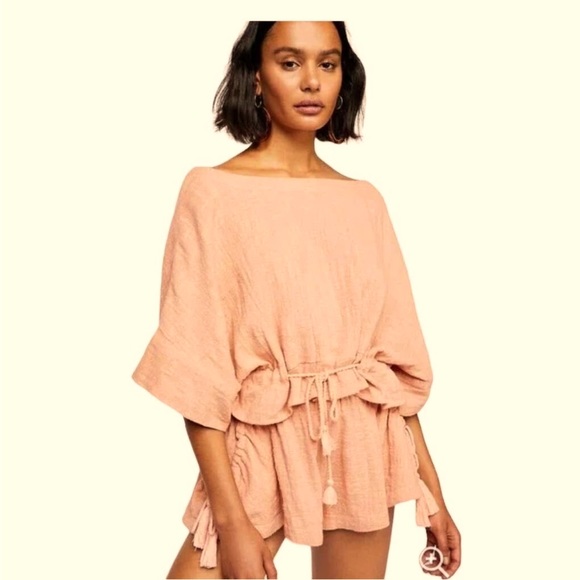 Free People Tops - Free People endless summer “salty air” oversized drawing crop size small